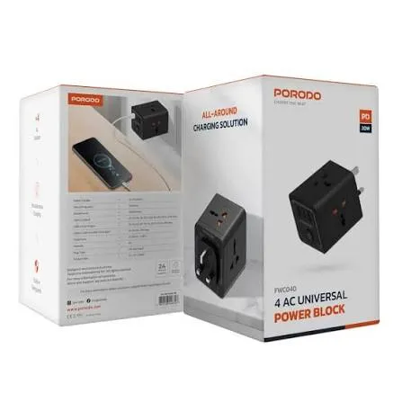 PORODO 4 PORT AC POWER ADAPTER