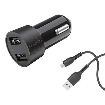 PORODO DUAL USB CAR CHARGER 2 4A