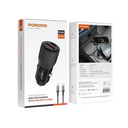 PORODO CAR CHARGER QUICK CHARGE FM
