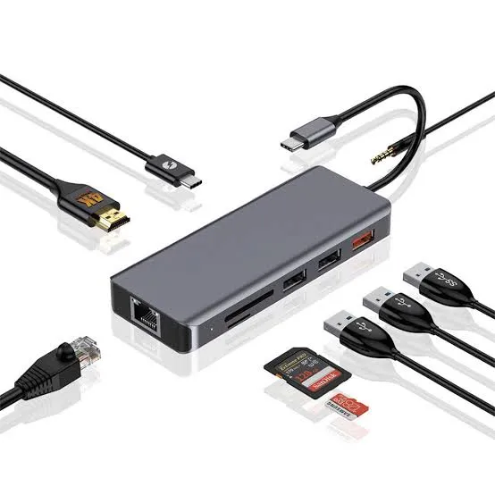 PORODO 9 IN 1 USB C HUB 100W HDMI ETHERNET USB SD